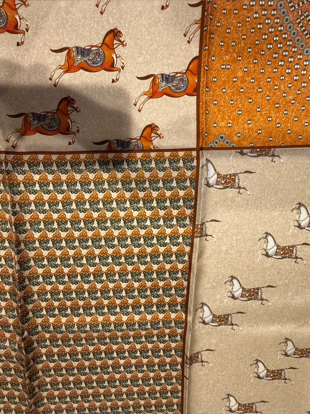 NEW Carolina Lemke Equestrian Horse Print Silk Scarf Western Heritage Old Money